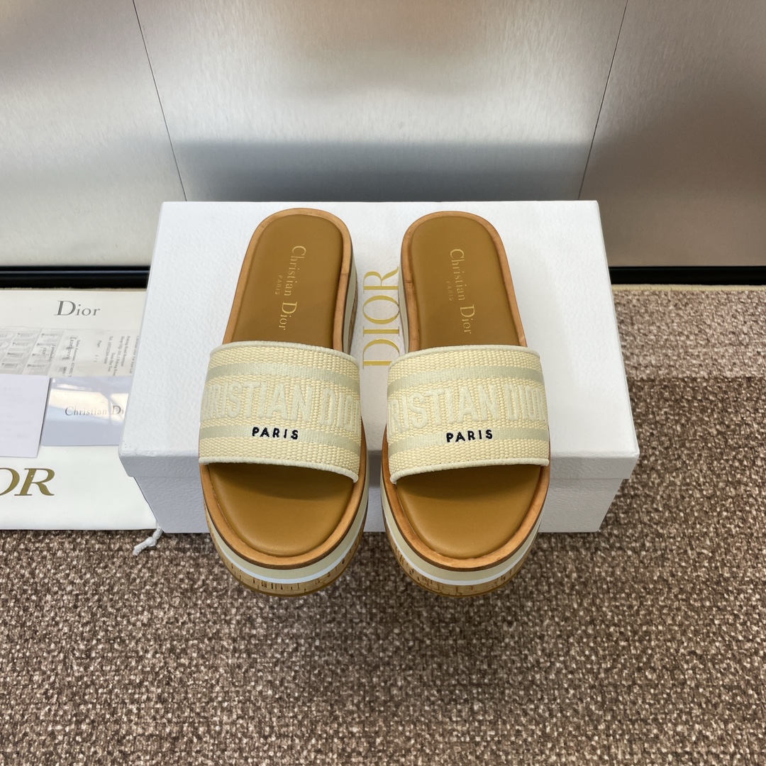 Dior Shoes Slippers Replica AAA+ Designer
 Embroidery Cotton Cowhide Spring/Summer Collection