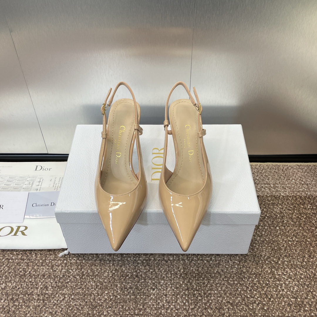 Dior Shoes High Heel Pumps Slippers Gold Hardware Genuine Leather Patent Sheepskin Spring/Summer Collection Fashion