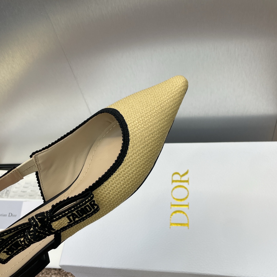 JADIOR织带后空凉鞋迪奥Dior2023春夏最新色Macrame提花刺绣字母logo高跟蝴蝶结拼色女