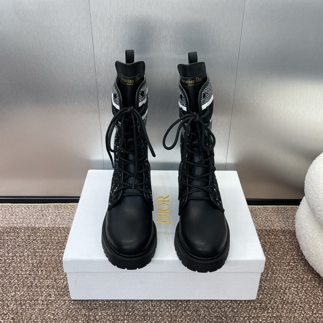 Dior Kurze Stiefel Spleißen Kalbsleder Rindsleder Schaffell TPU Herbst/Winter Kollektion