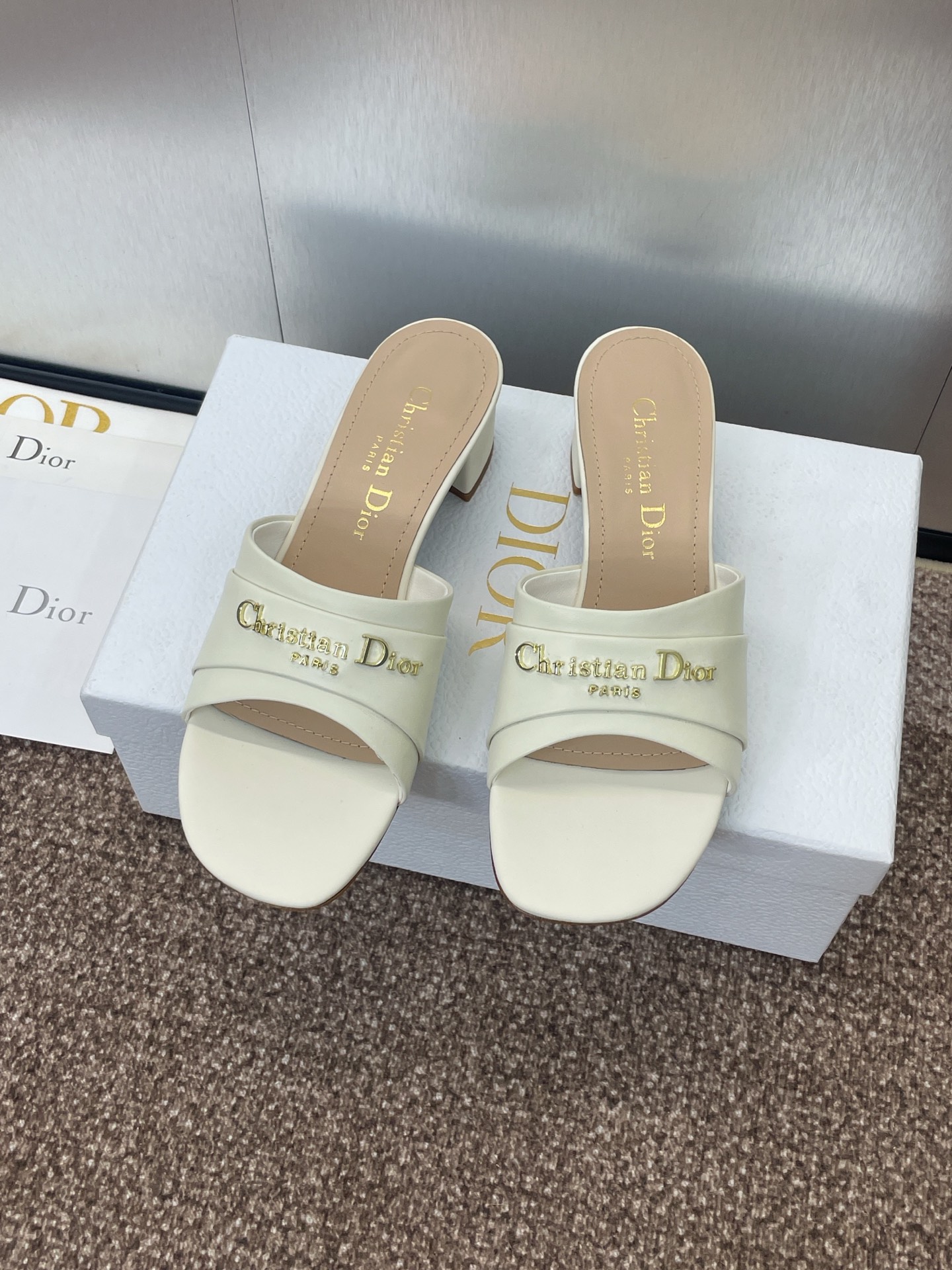 Dior My Dior Heeled Sandals, Calfskin Leather, CD Logo Hardware