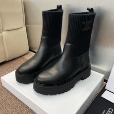 CELINE 秋冬新款毛线筒机车女短靴 瑟琳字母logo厚底低跟圆头骑士登山靴材质:鞋面定制进口小牛皮+ CELINE 秋冬新款毛线筒机车女短靴 瑟琳字母logo厚底低跟圆头骑士登山靴材质:鞋面定制进口小牛皮+