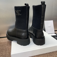 CELINE 秋冬新款毛线筒机车女短靴 瑟琳字母logo厚底低跟圆头骑士登山靴材质:鞋面定制进口小牛皮+ CELINE 秋冬新款毛线筒机车女短靴 瑟琳字母logo厚底低跟圆头骑士登山靴材质:鞋面定制进口小牛皮+
