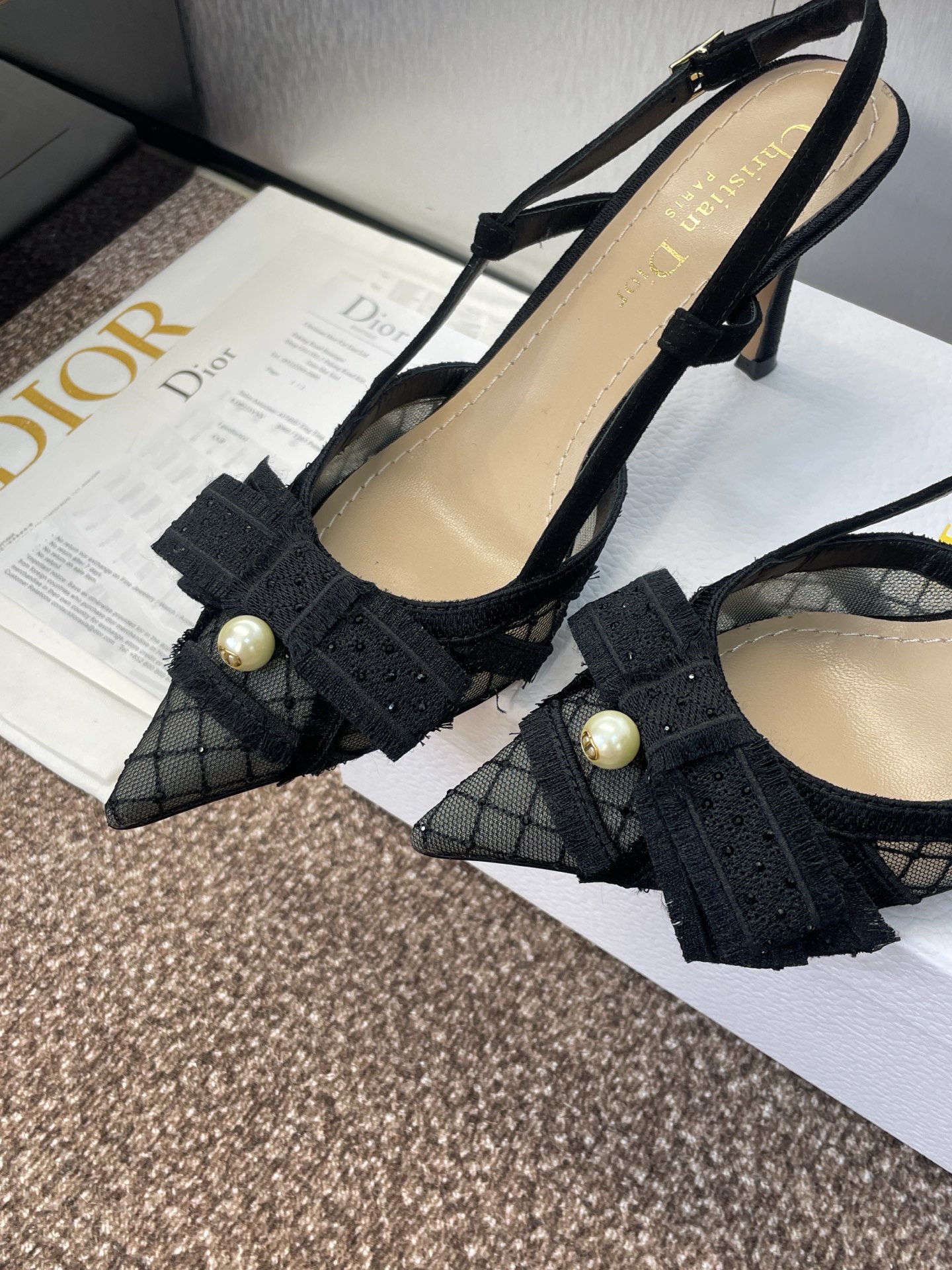 Dior Adiorable Rhinestone Bow Slingback Pumps - Elegant & Fashionable 8 i1757451329320 1505 0 6