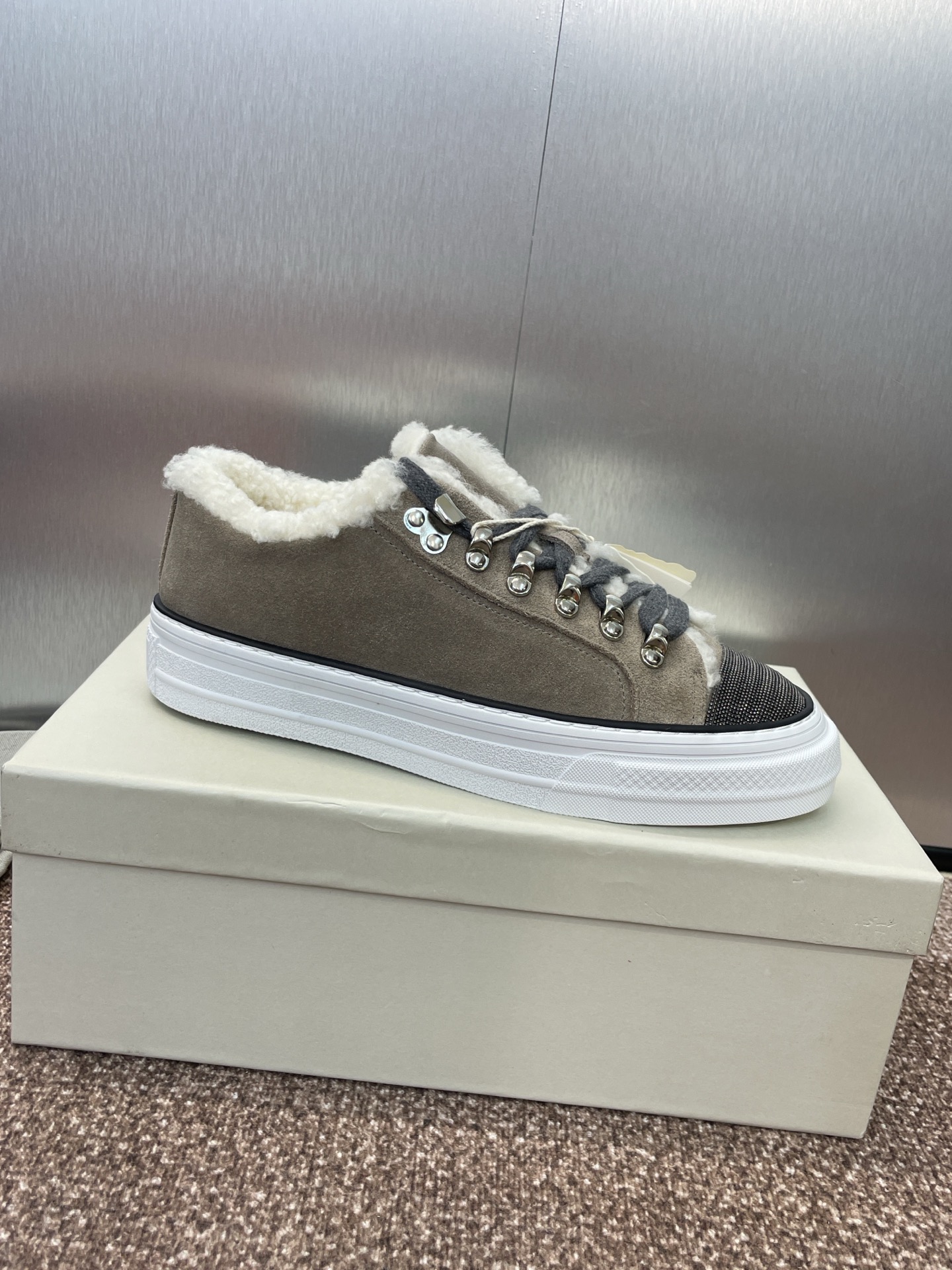 Brunello Cucinelli Women's Shearling-Lined Suede Sneakers - Lace-up, Low Top 7 i1757796345286 1676 0 5