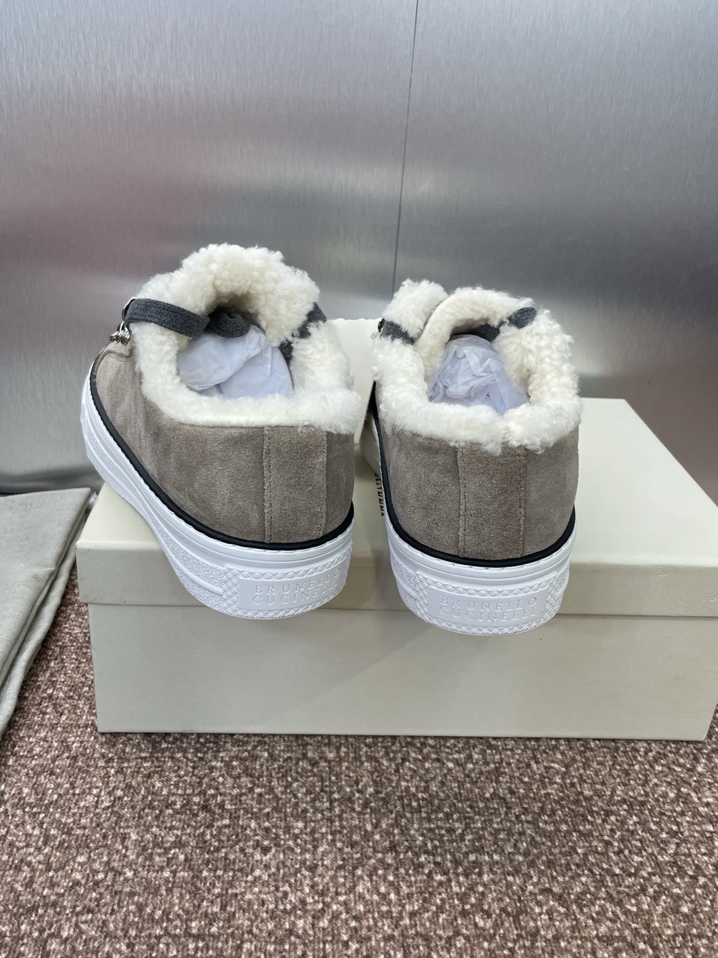 Brunello Cucinelli Women's Shearling-Lined Suede Sneakers - Lace-up, Low Top 8 i1757796350597 4862 0 6