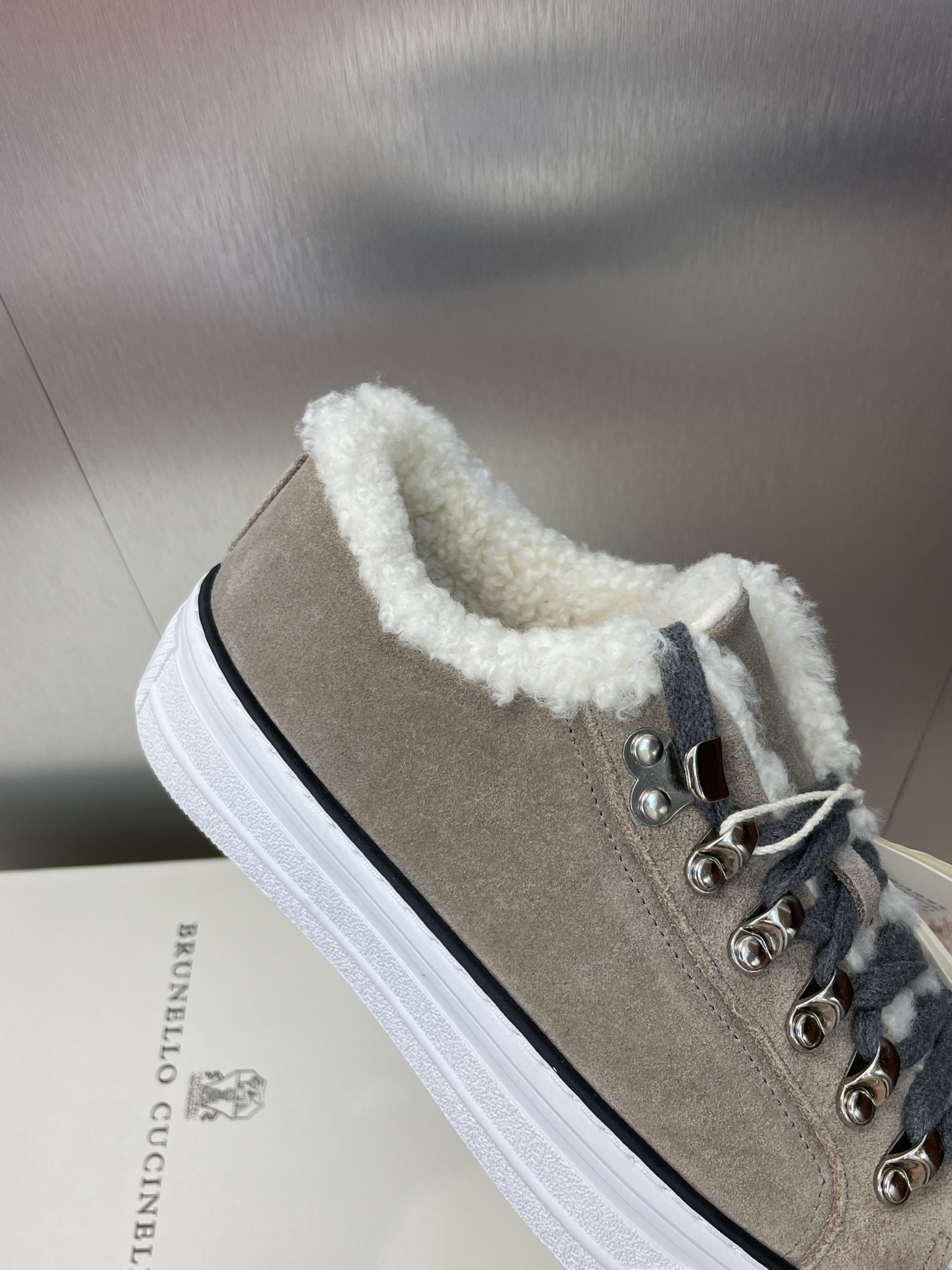 Brunello Cucinelli Women's Shearling-Lined Suede Sneakers - Lace-up, Low Top 9 i1757796357465 1101 0 7