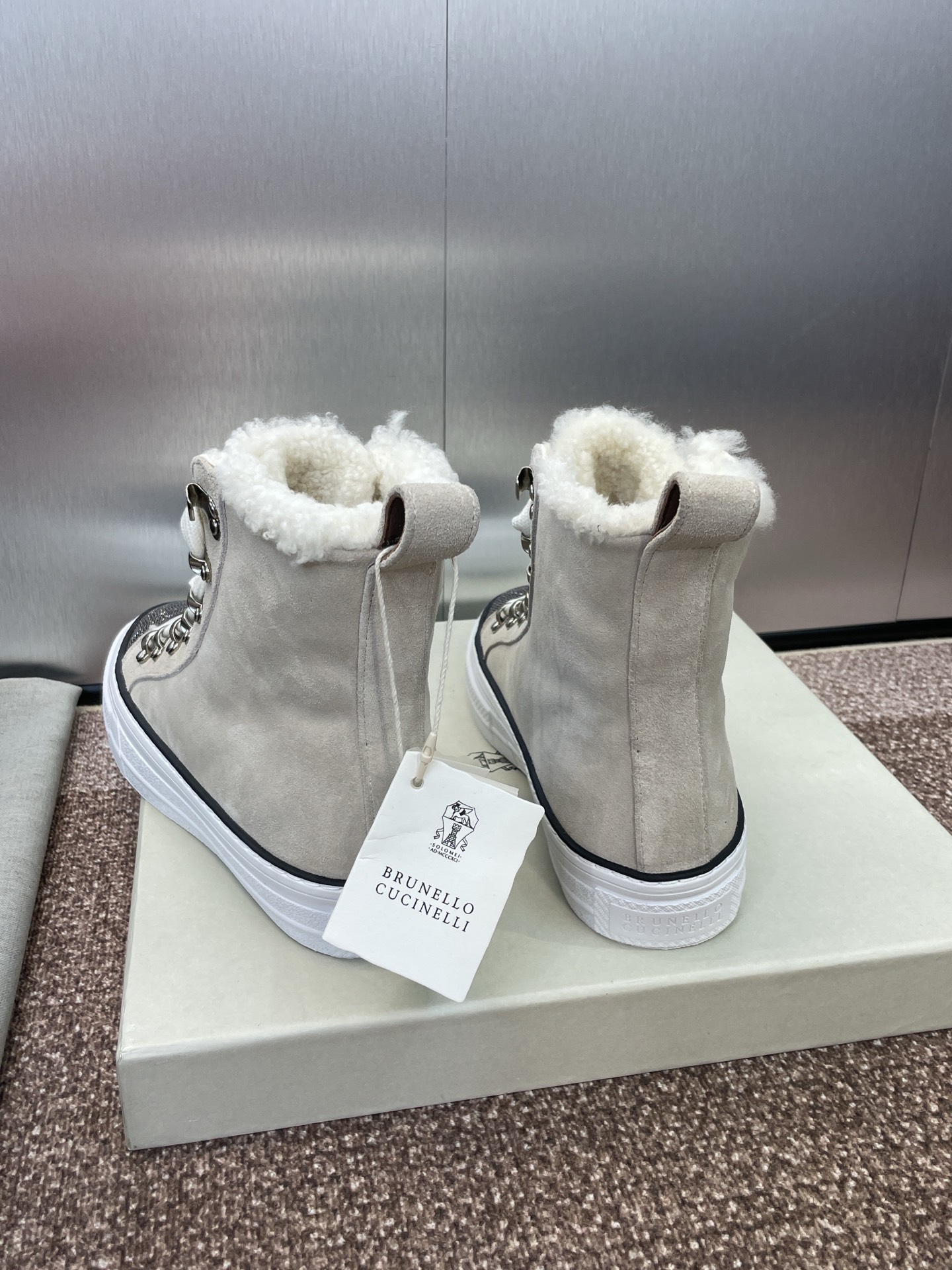 Brunello Cucinelli Women's High-Top Shearling Sneakers - Lace-Up, Round Toe 8 i1757796500959 2252 0 6