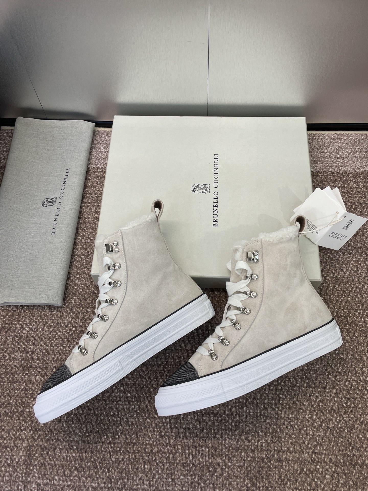 Brunello Cucinelli Women's High-Top Shearling Sneakers - Lace-Up, Round Toe 5 i1757796506260 8159 0 3