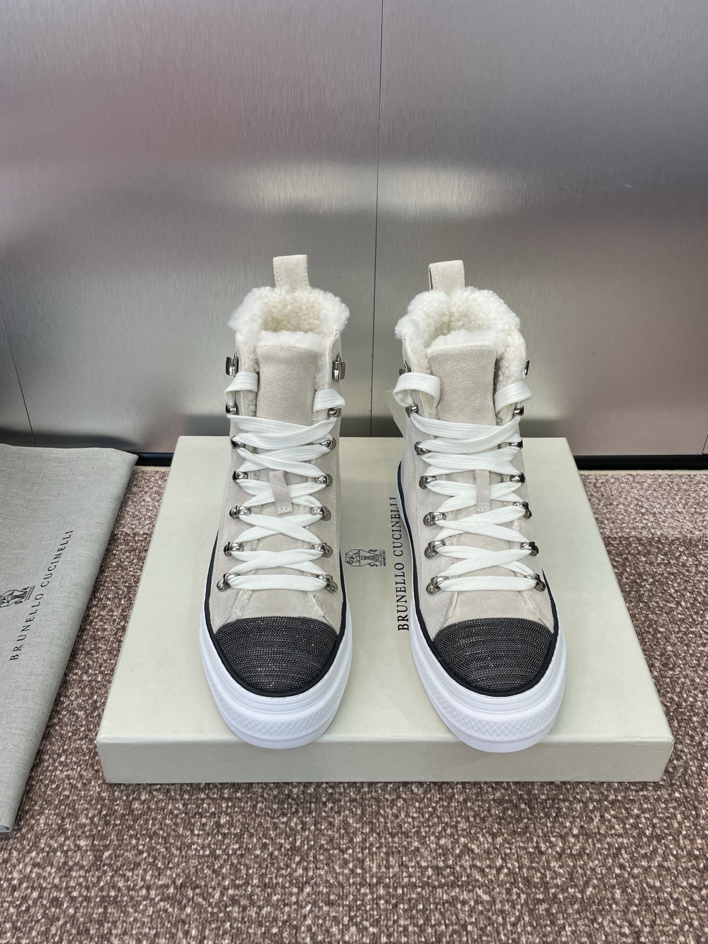 Brunello Cucinelli Women's High-Top Shearling Sneakers - Lace-Up, Round Toe 2 i1757796506310 8356 0 0