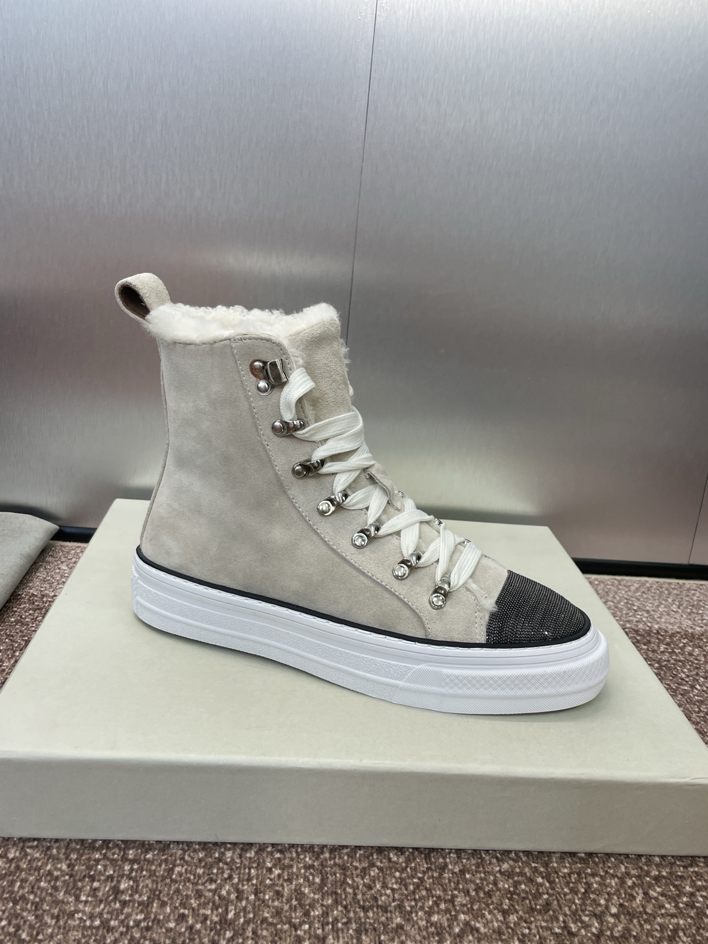 Brunello Cucinelli Women's High-Top Shearling Sneakers - Lace-Up, Round Toe 7 i1757796511579 3734 0 5