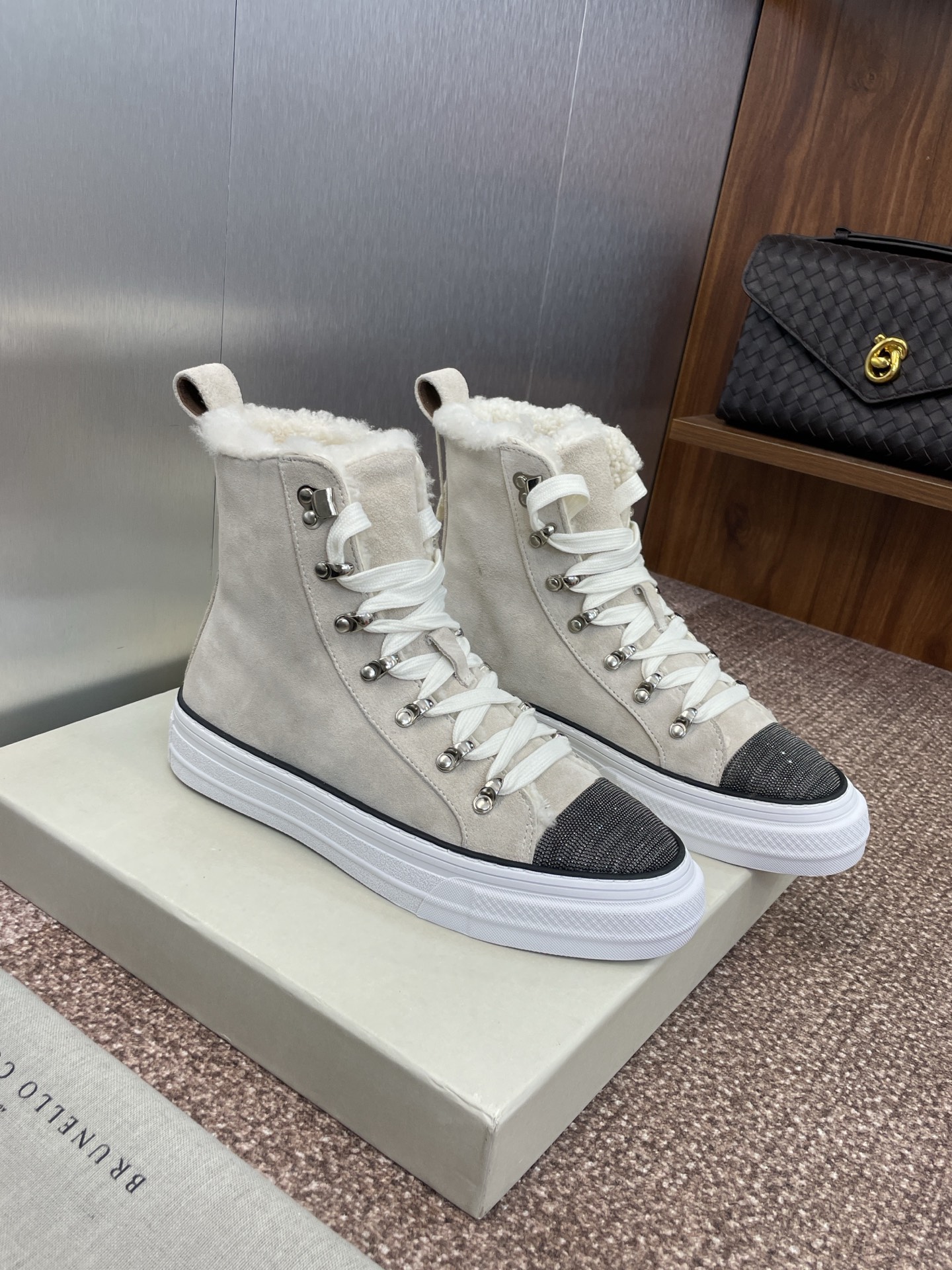 Brunello Cucinelli Women's High-Top Shearling Sneakers - Lace-Up, Round Toe 3 i1757796511632 5277 0 1