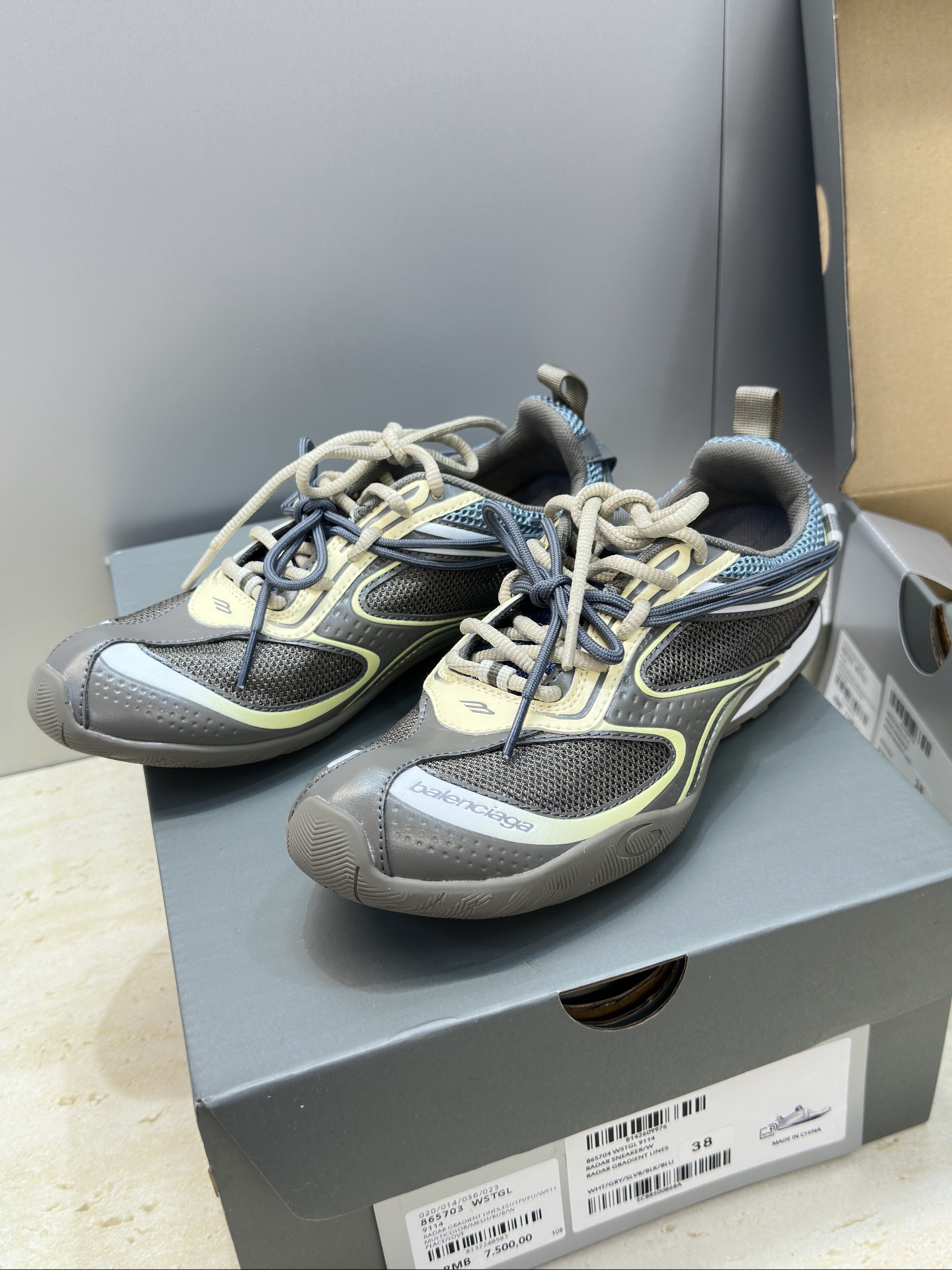 BALENCIAGA 2026春夏情侣款拼色棒球休闲阿甘跑步鞋 巴黎世家字母logo复古平底圆头系带网球