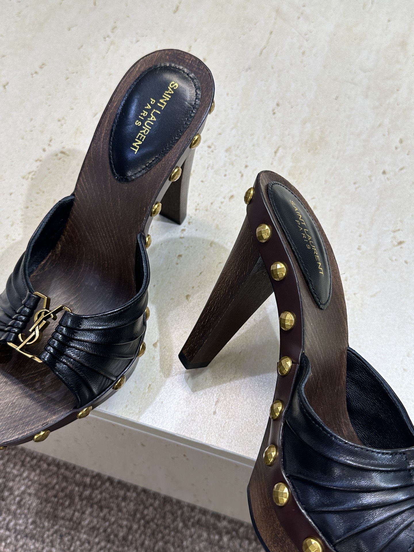SAINT LAURENT PARIS 圣罗兰2026春夏新款中跟木底防水台女鞋  YSL字母logo五