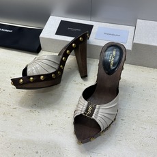 SAINT LAURENT PARIS 圣罗兰2026春夏新款中跟木底防水台女鞋 YSL字母logo五 SAINT LAURENT PARIS 圣罗兰2026春夏新款中跟木底防水台女鞋 YSL字母logo五