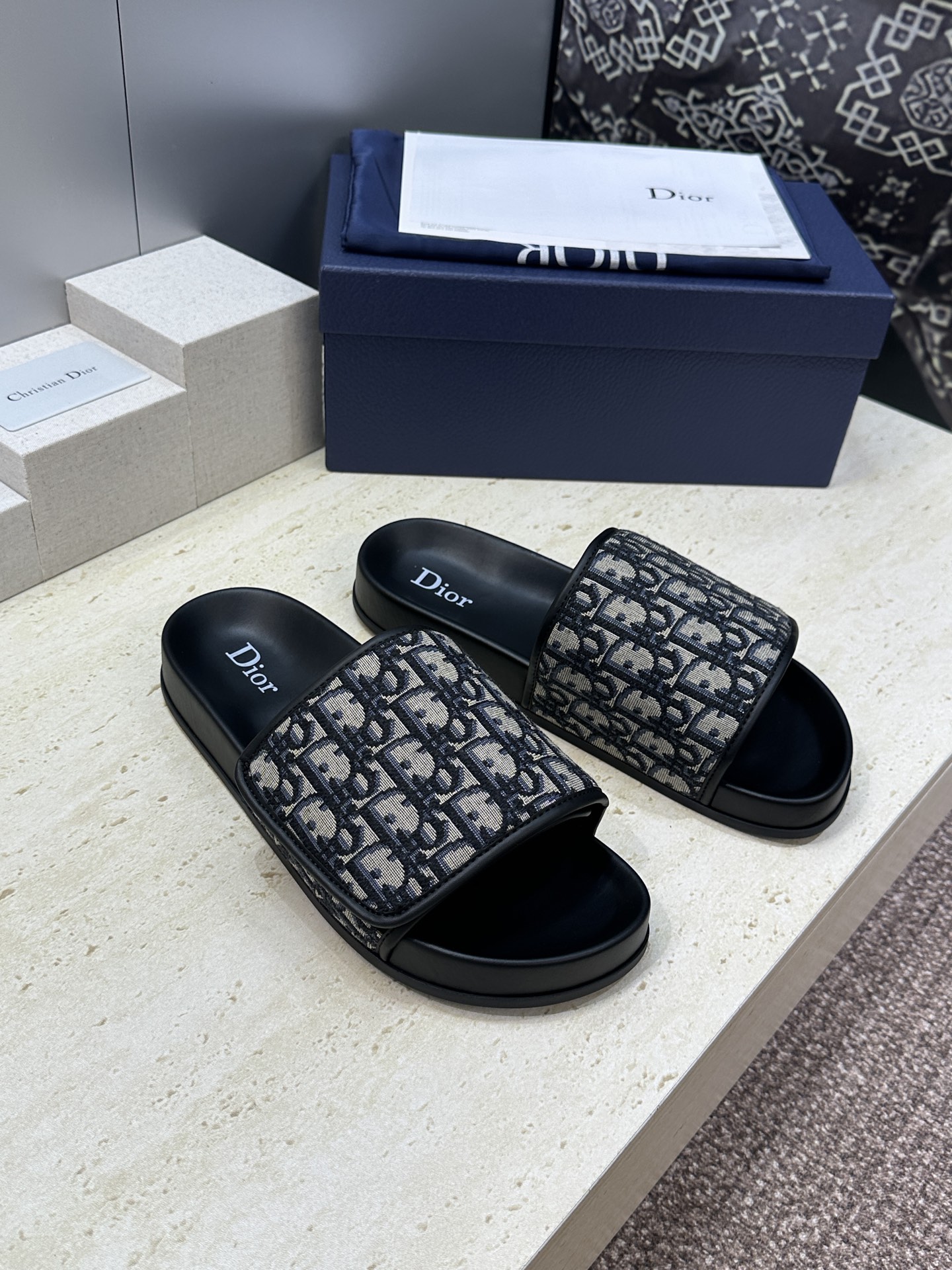 Dior 迪奥 2026春夏走秀新款Alias魔术贴男拖鞋 CD字母logo Oblique老花明星同款