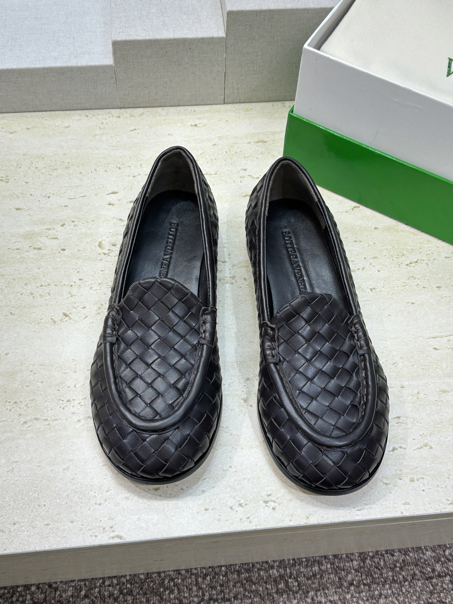 女码/男码+20Bottega Veneta 葆蝶家2026春夏情侣新款编织玛丽珍芭蕾舞单鞋 BV字母l