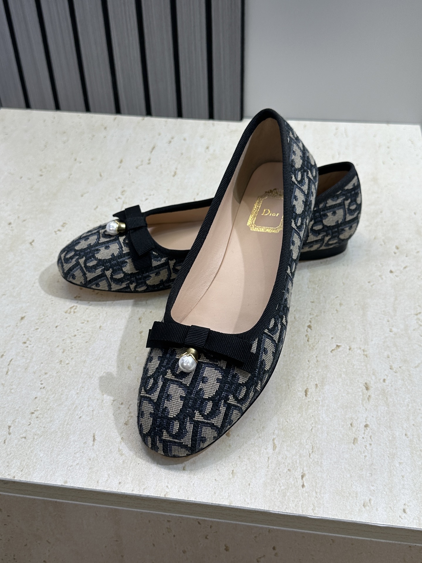 迪奥 Dior 2026春夏高定系列新款 D-Ramour 标志性Oblique电绣平底玛丽珍芭蕾舞女鞋