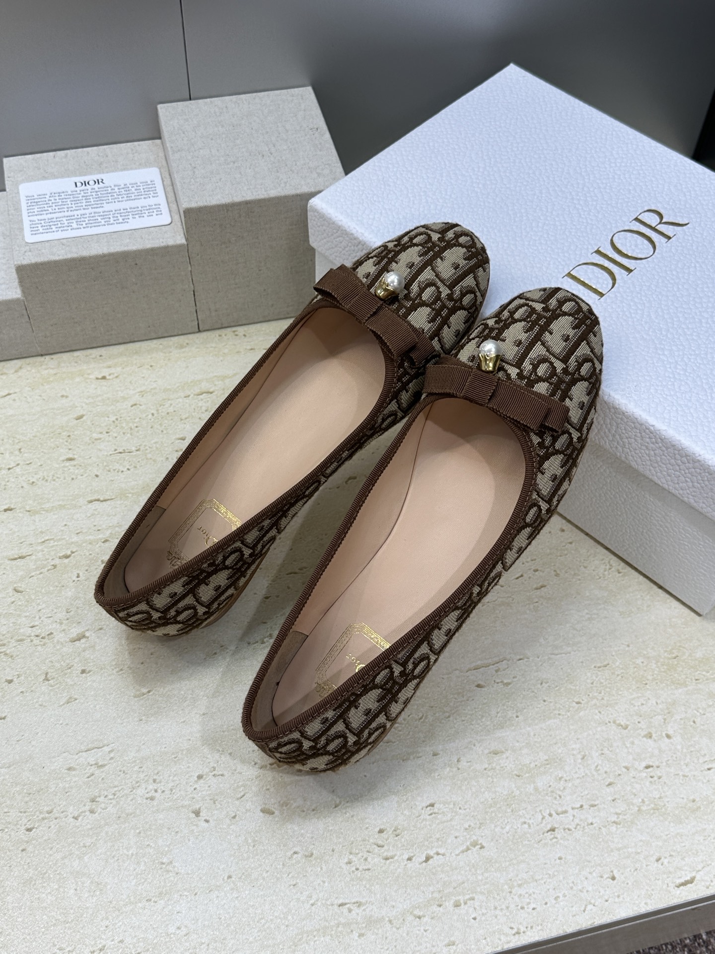迪奥 Dior 2026春夏高定系列新款 D-Ramour 标志性Oblique电绣平底玛丽珍芭蕾舞女鞋