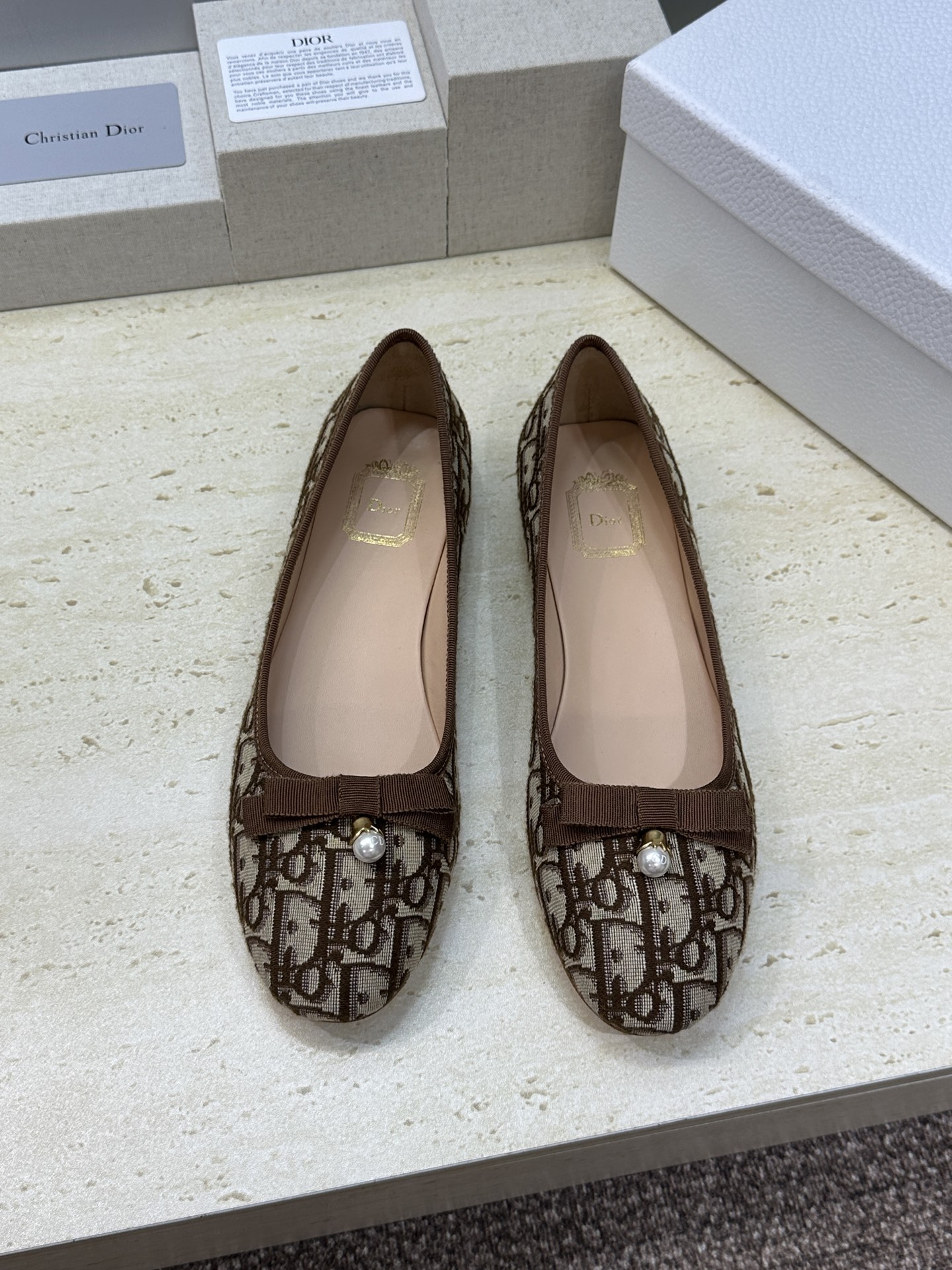 迪奥 Dior 2026春夏高定系列新款 D-Ramour 标志性Oblique电绣平底玛丽珍芭蕾舞女鞋
