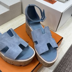 (配飞机盒) 莞货 顶级版 Hermes 爱马仕 春夏经典款 Luce 厚底拼色坡跟女鞋 H家字母log (配飞机盒) 莞货 顶级版 Hermes 爱马仕 春夏经典款 Luce 厚底拼色坡跟女鞋 H家字母log