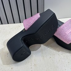 Alexander Wang 2026春夏新款粗跟水钻女鞋 亚历山大 .王明星同款字母logo厚底方头露 Alexander Wang 2026春夏新款粗跟水钻女鞋 亚历山大 .王明星同款字母logo厚底方头露