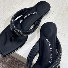 Alexanderwang 2026春夏新款水钻人字拖沙滩女鞋 亚历山大.王 字母logo平底方头夹趾凉 Alexanderwang 2026春夏新款水钻人字拖沙滩女鞋 亚历山大.王 字母logo平底方头夹趾凉