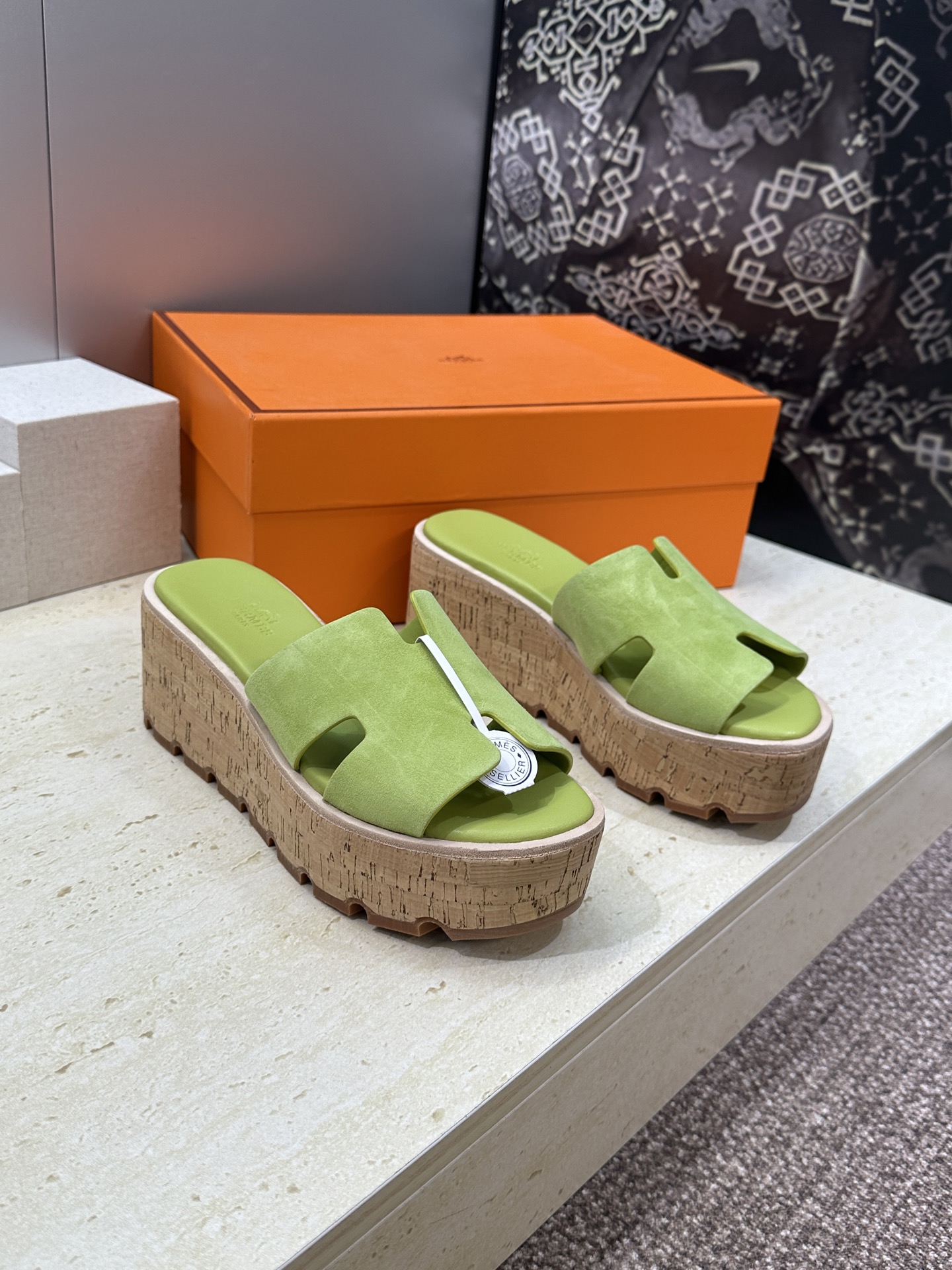 Hermes 爱马仕 春夏经典款 Eze 厚底拼色坡跟女鞋 H家字母logo“H”型鞋面防水台高跟凉拖鞋