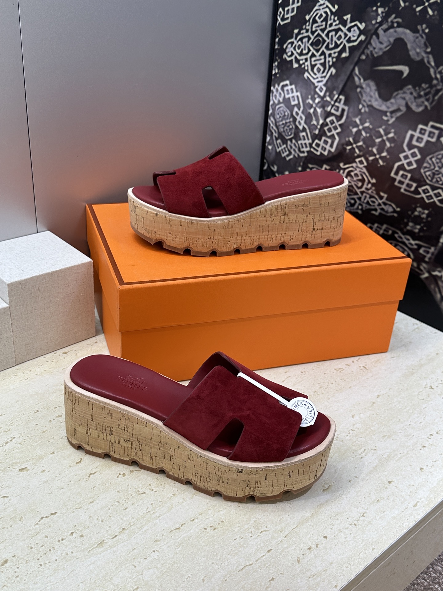 Hermes 爱马仕 春夏经典款 Eze 厚底拼色坡跟女鞋 H家字母logo“H”型鞋面防水台高跟凉拖鞋