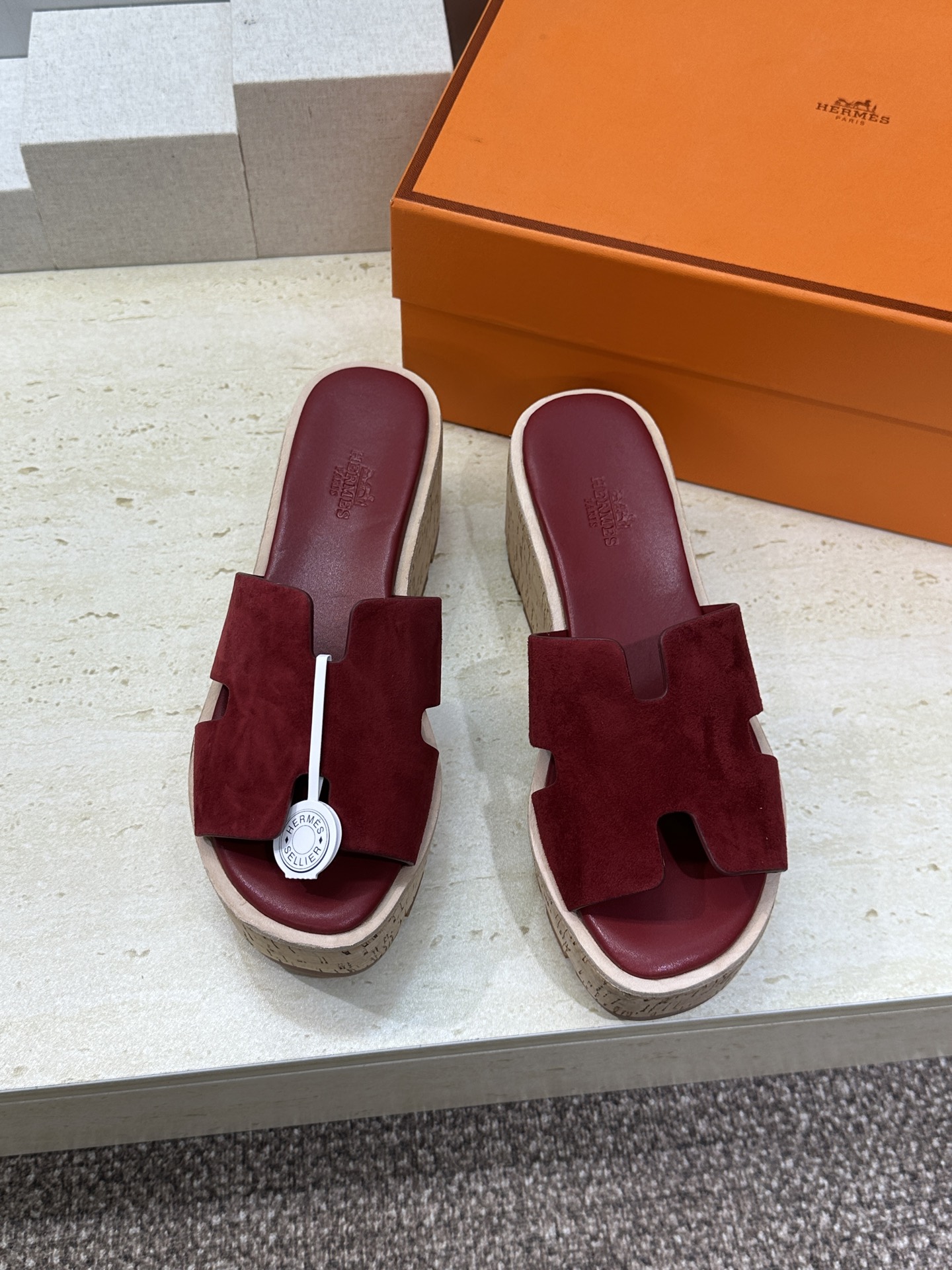 Hermes 爱马仕 春夏经典款 Eze 厚底拼色坡跟女鞋 H家字母logo“H”型鞋面防水台高跟凉拖鞋