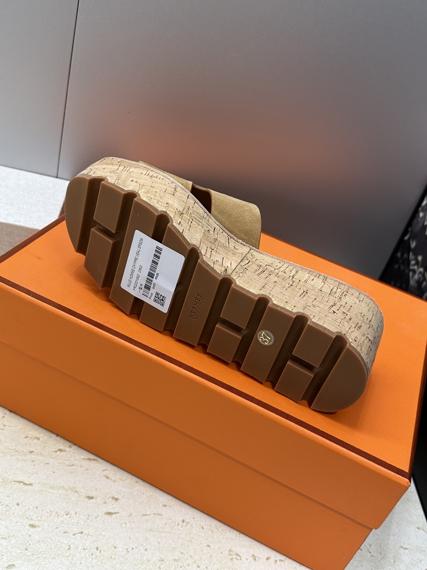 Hermes 爱马仕 春夏经典款 Eze 厚底拼色坡跟女鞋 H家字母logo“H”型鞋面防水台高跟凉拖鞋