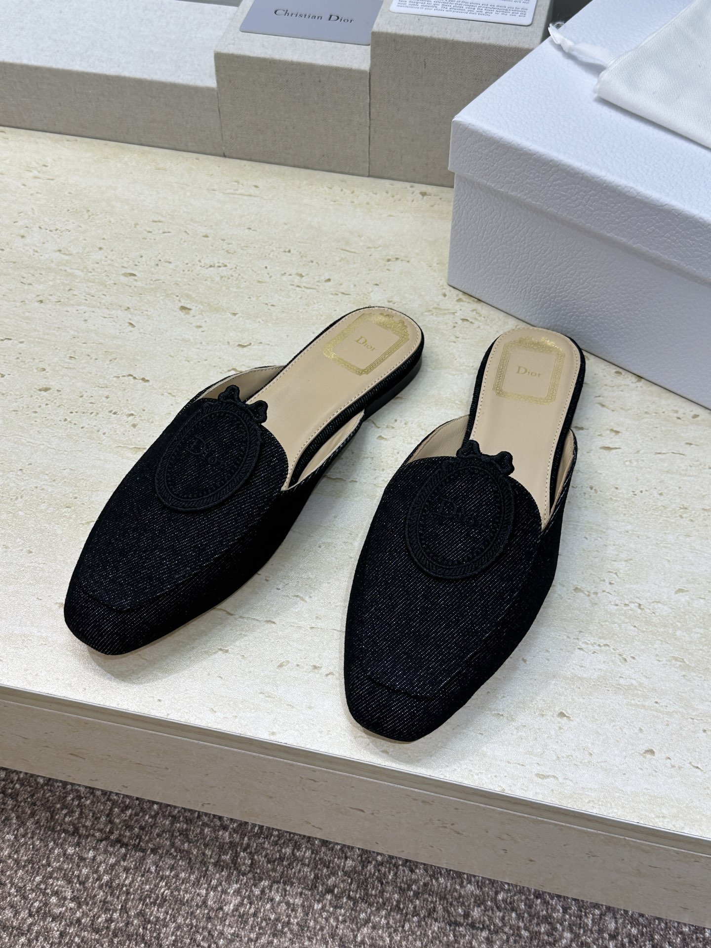 迪奥 Dior 2026春夏新款Medaillon果冻色穆勒女鞋 CD字母logo立体徽章刺绣平底方头凉