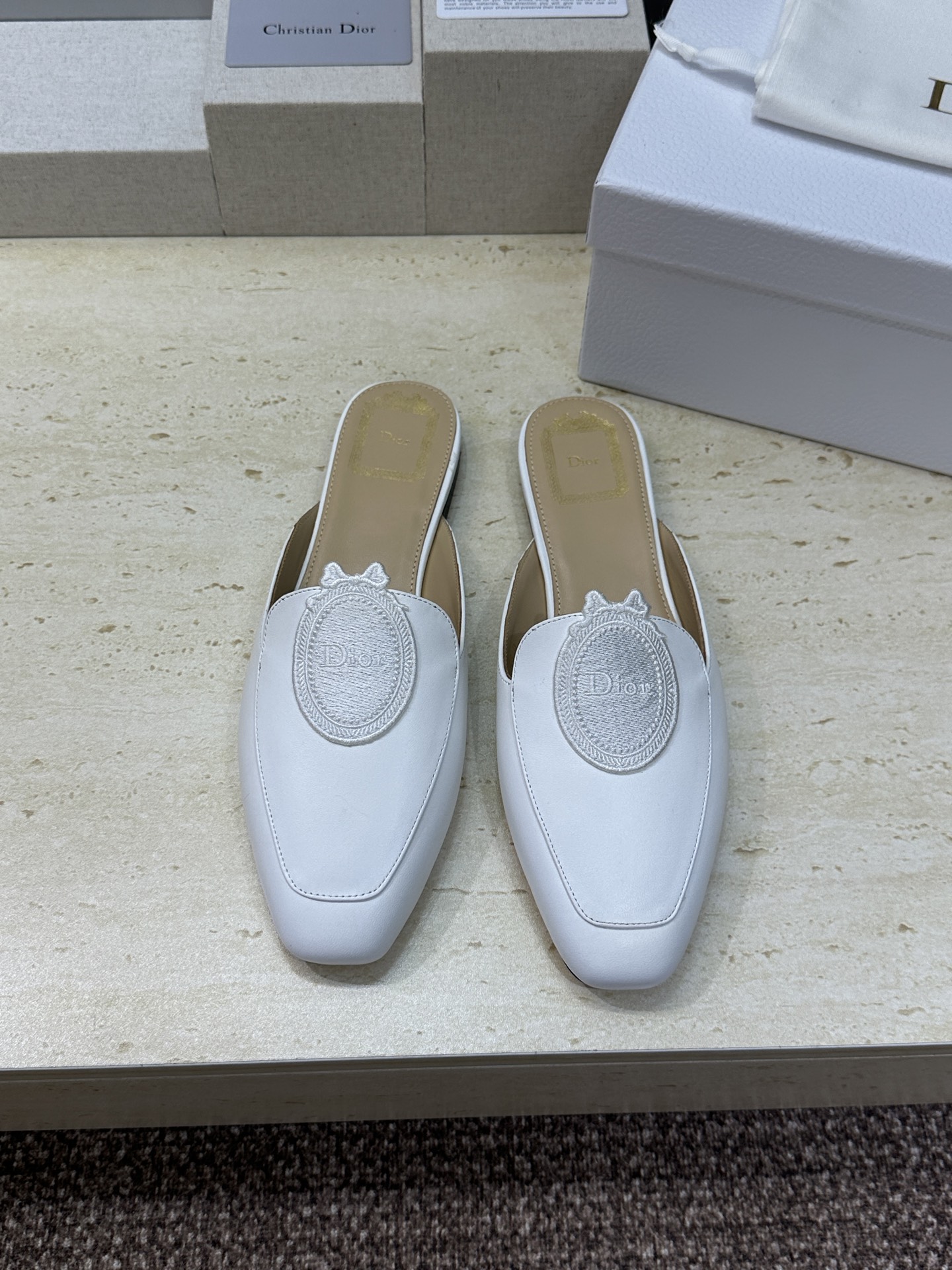 迪奥 Dior 2026春夏新款Medaillon果冻色穆勒女鞋 CD字母logo立体徽章刺绣平底方头凉