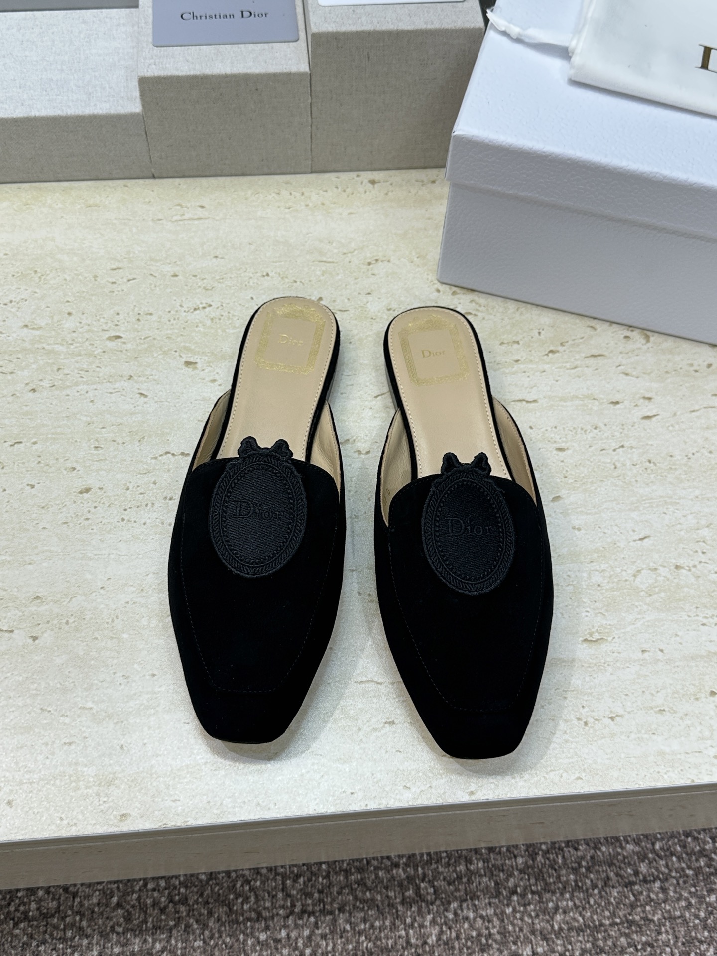 迪奥 Dior 2026春夏新款Medaillon果冻色穆勒女鞋 CD字母logo立体徽章刺绣平底方头凉