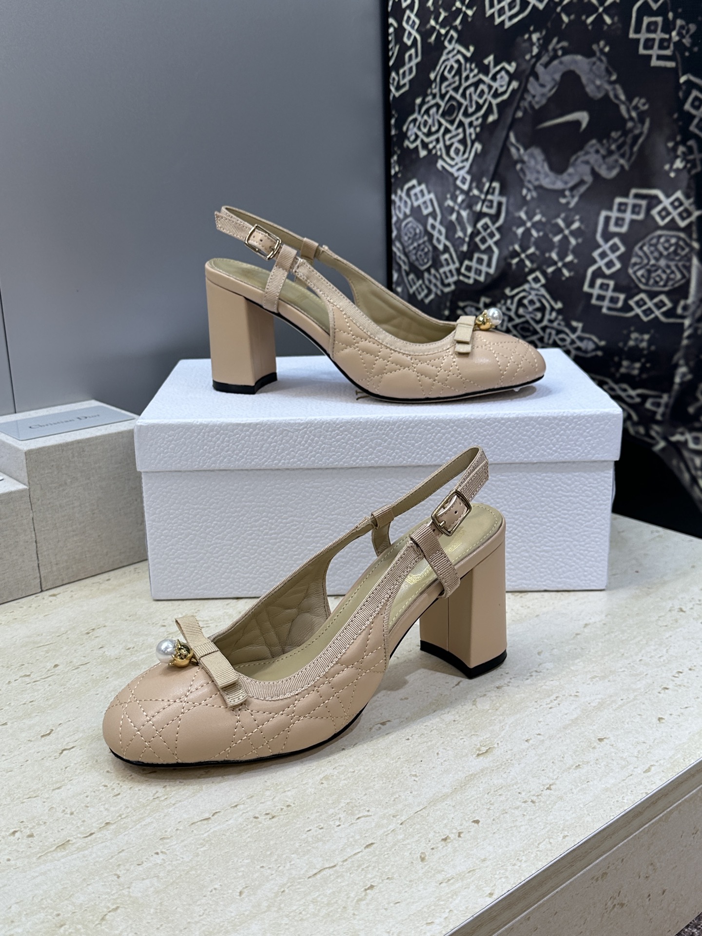 迪奥 Dior 2026春夏高定系列新款 Ballet 标志性电绣藤格纹粗跟玛丽珍芭蕾舞女鞋 CD字母l