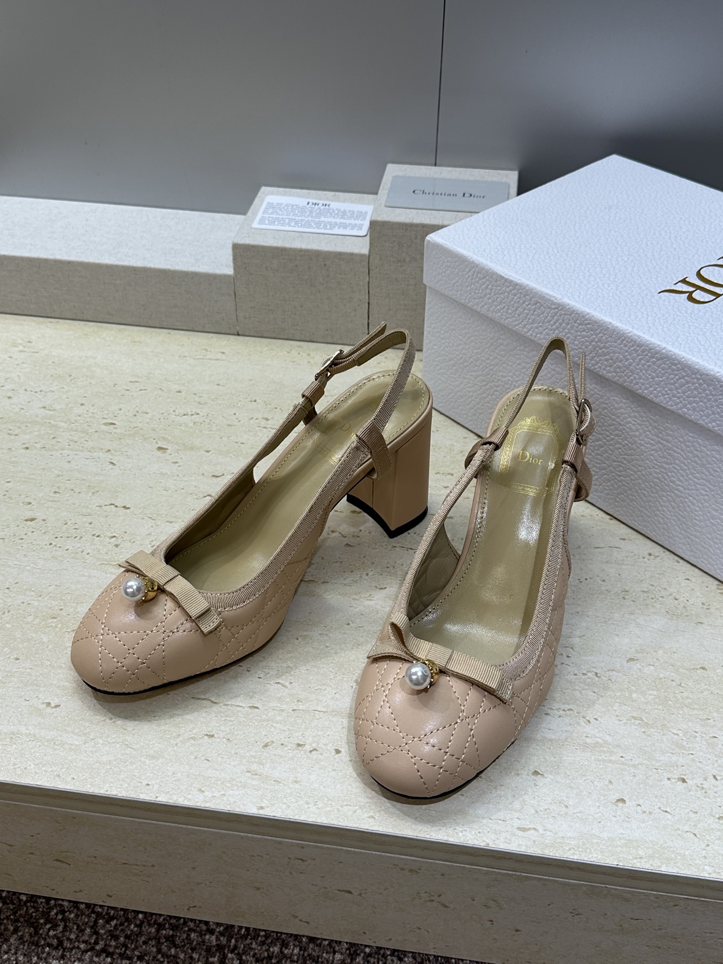 迪奥 Dior 2026春夏高定系列新款 Ballet 标志性电绣藤格纹粗跟玛丽珍芭蕾舞女鞋 CD字母l