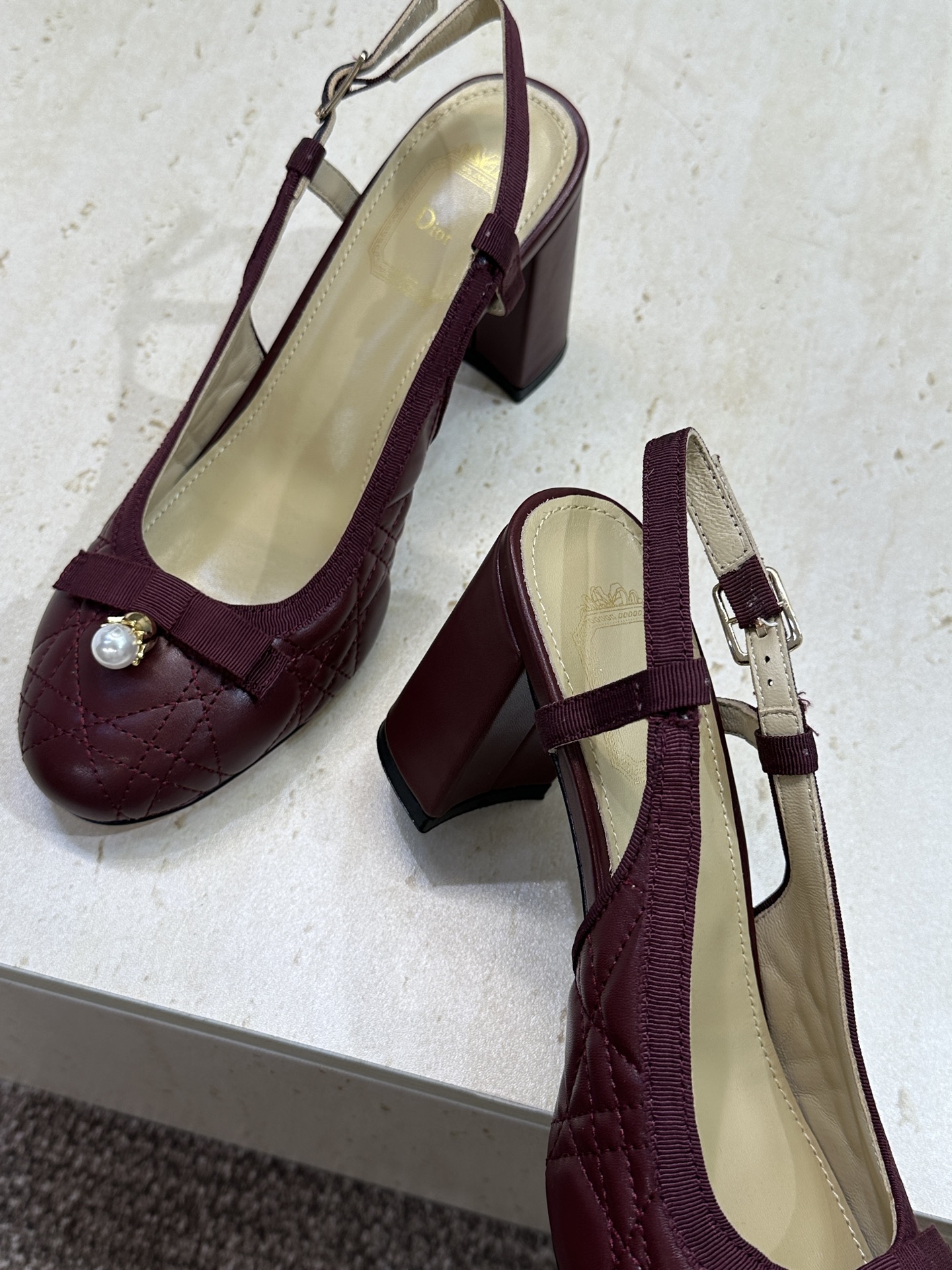 迪奥 Dior 2026春夏高定系列新款 Ballet 标志性电绣藤格纹粗跟玛丽珍芭蕾舞女鞋 CD字母l