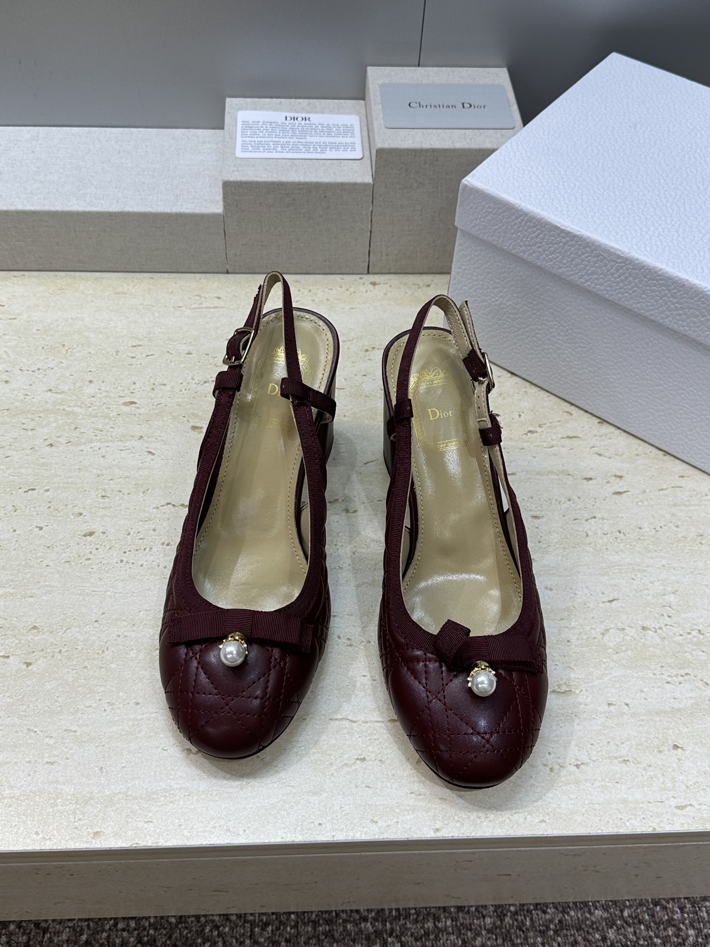 迪奥 Dior 2026春夏高定系列新款 Ballet 标志性电绣藤格纹粗跟玛丽珍芭蕾舞女鞋 CD字母l