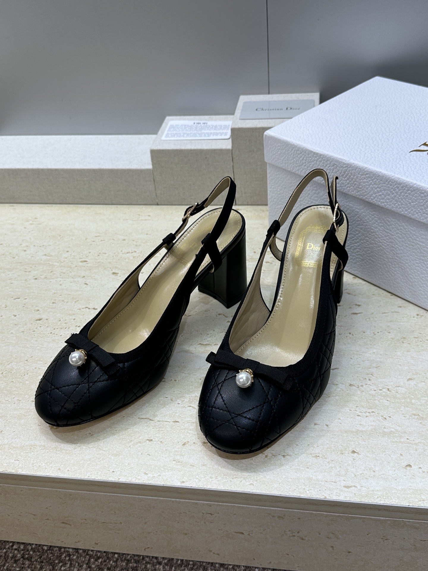 迪奥 Dior 2026春夏高定系列新款 Ballet 标志性电绣藤格纹粗跟玛丽珍芭蕾舞女鞋 CD字母l