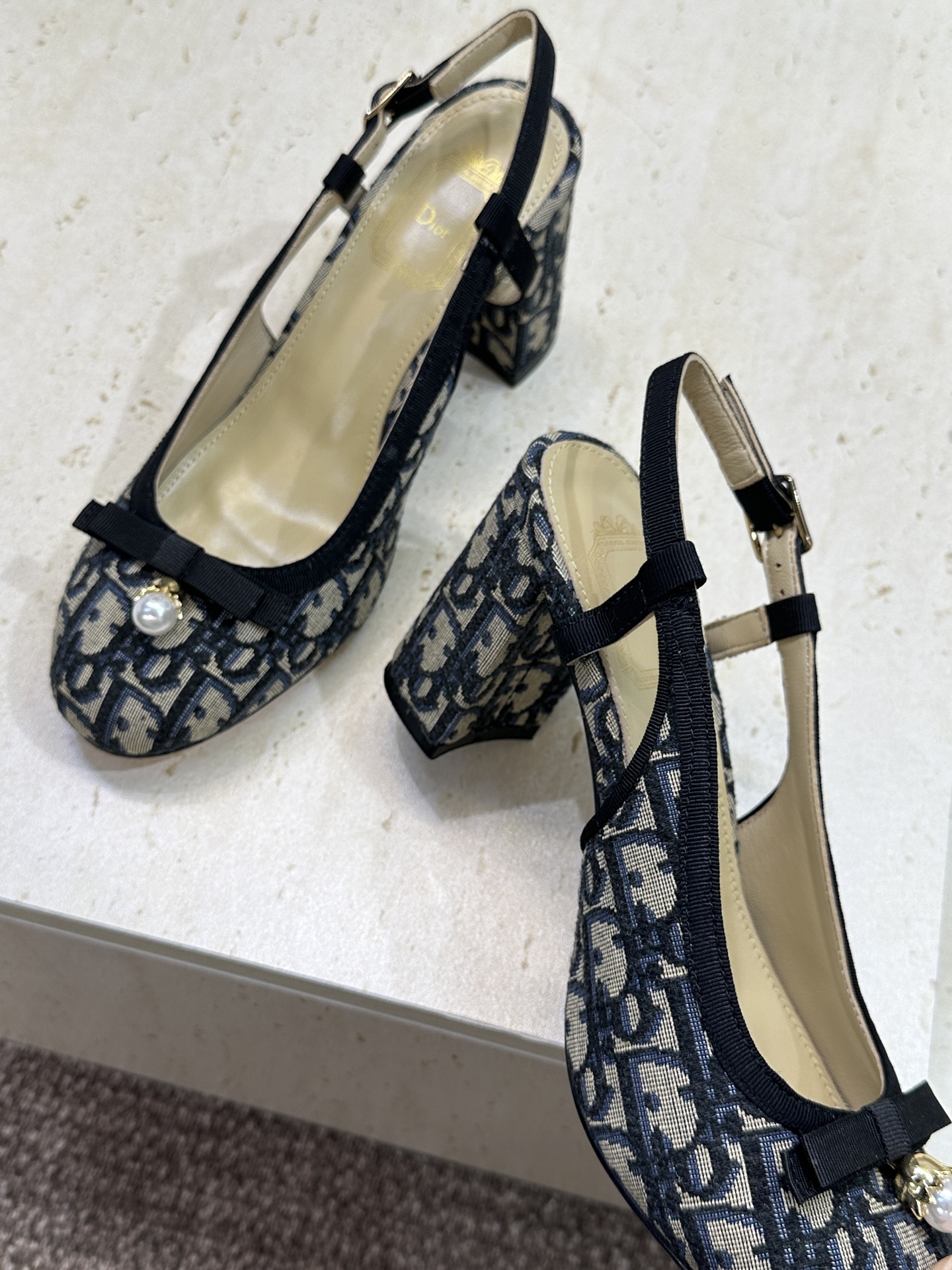 迪奥 Dior 2026春夏高定系列新款 Ballet 标志性电绣藤格纹粗跟玛丽珍芭蕾舞女鞋 CD字母l