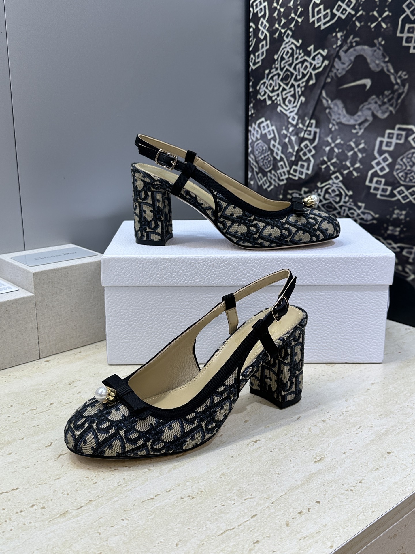 迪奥 Dior 2026春夏高定系列新款 Ballet 标志性电绣藤格纹粗跟玛丽珍芭蕾舞女鞋 CD字母l