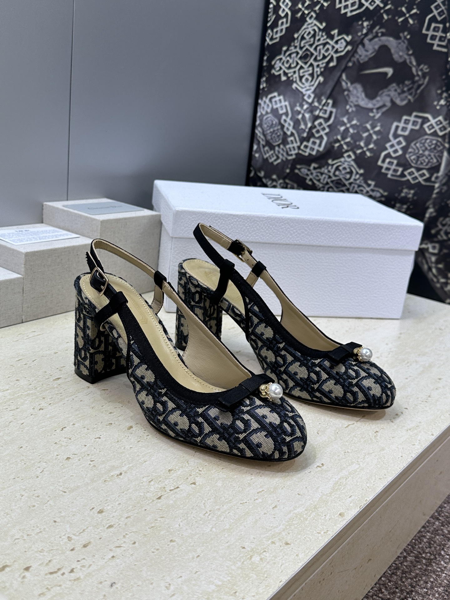 迪奥 Dior 2026春夏高定系列新款 Ballet 标志性电绣藤格纹粗跟玛丽珍芭蕾舞女鞋 CD字母l
