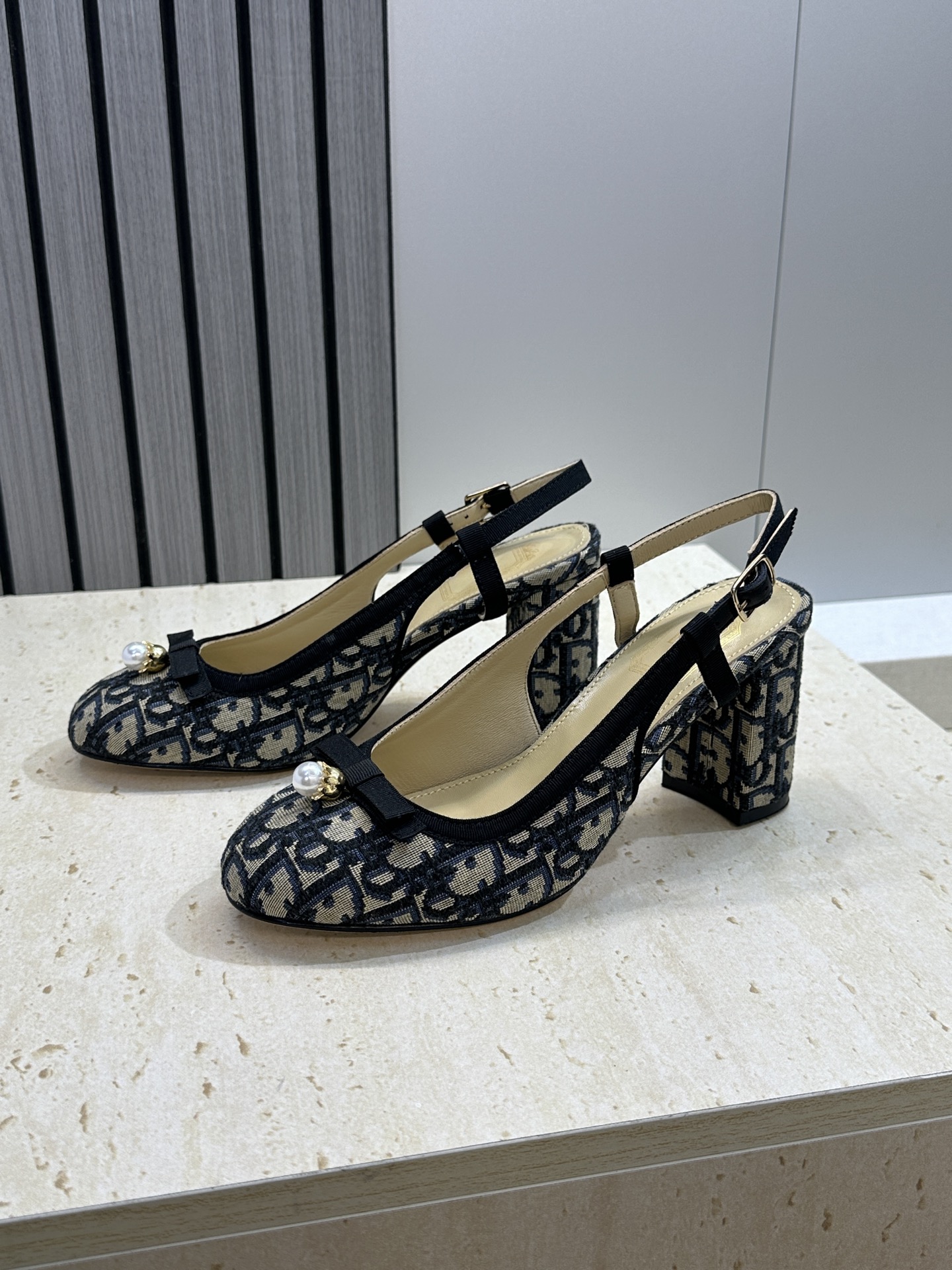 迪奥 Dior 2026春夏高定系列新款 Ballet 标志性电绣藤格纹粗跟玛丽珍芭蕾舞女鞋 CD字母l