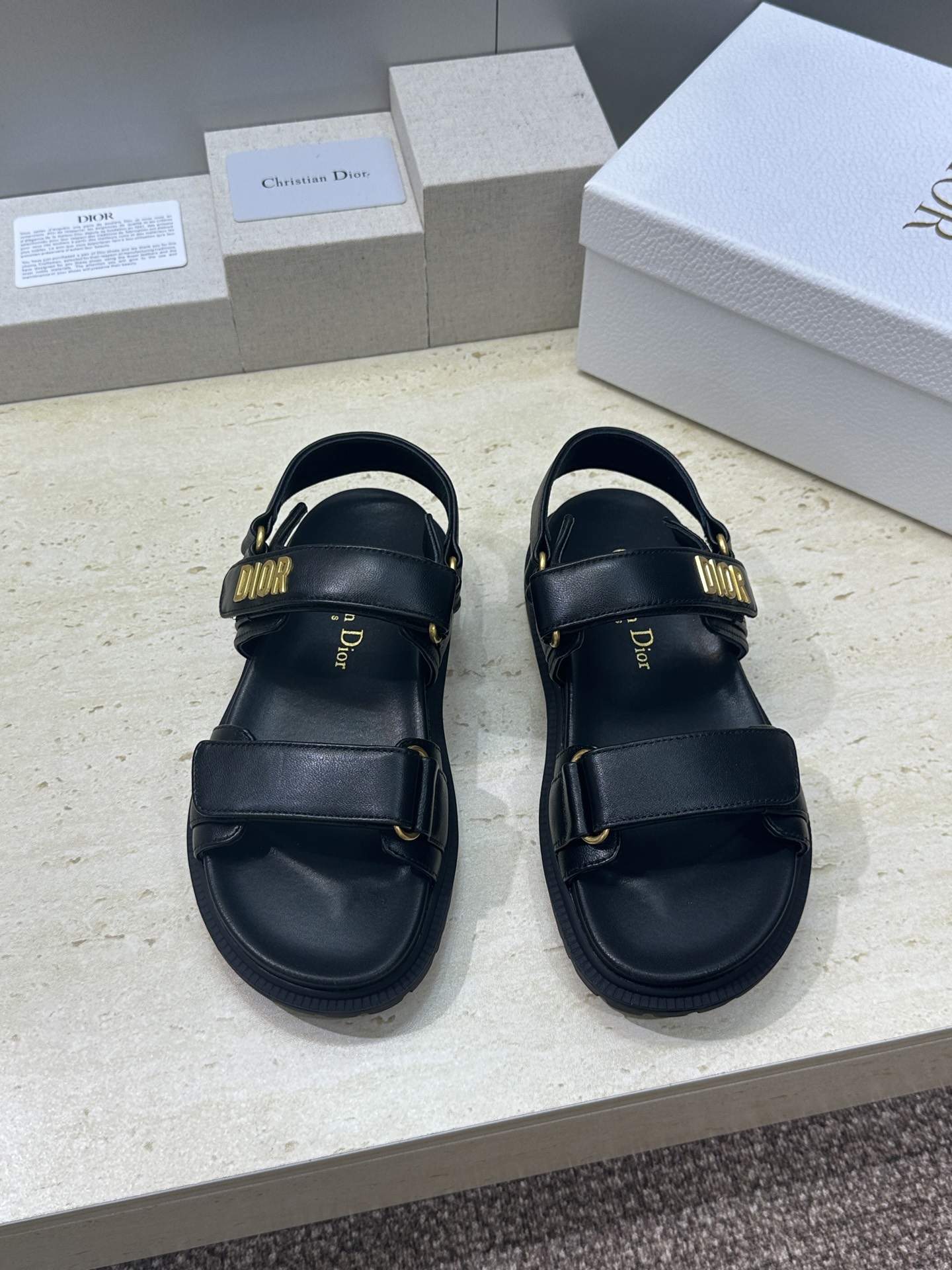 顶级版 迪奥 Dior 春夏经典款 Ract 魔术贴休闲女鞋 CD字母logo五金扣厚底圆头露趾沙滩凉鞋