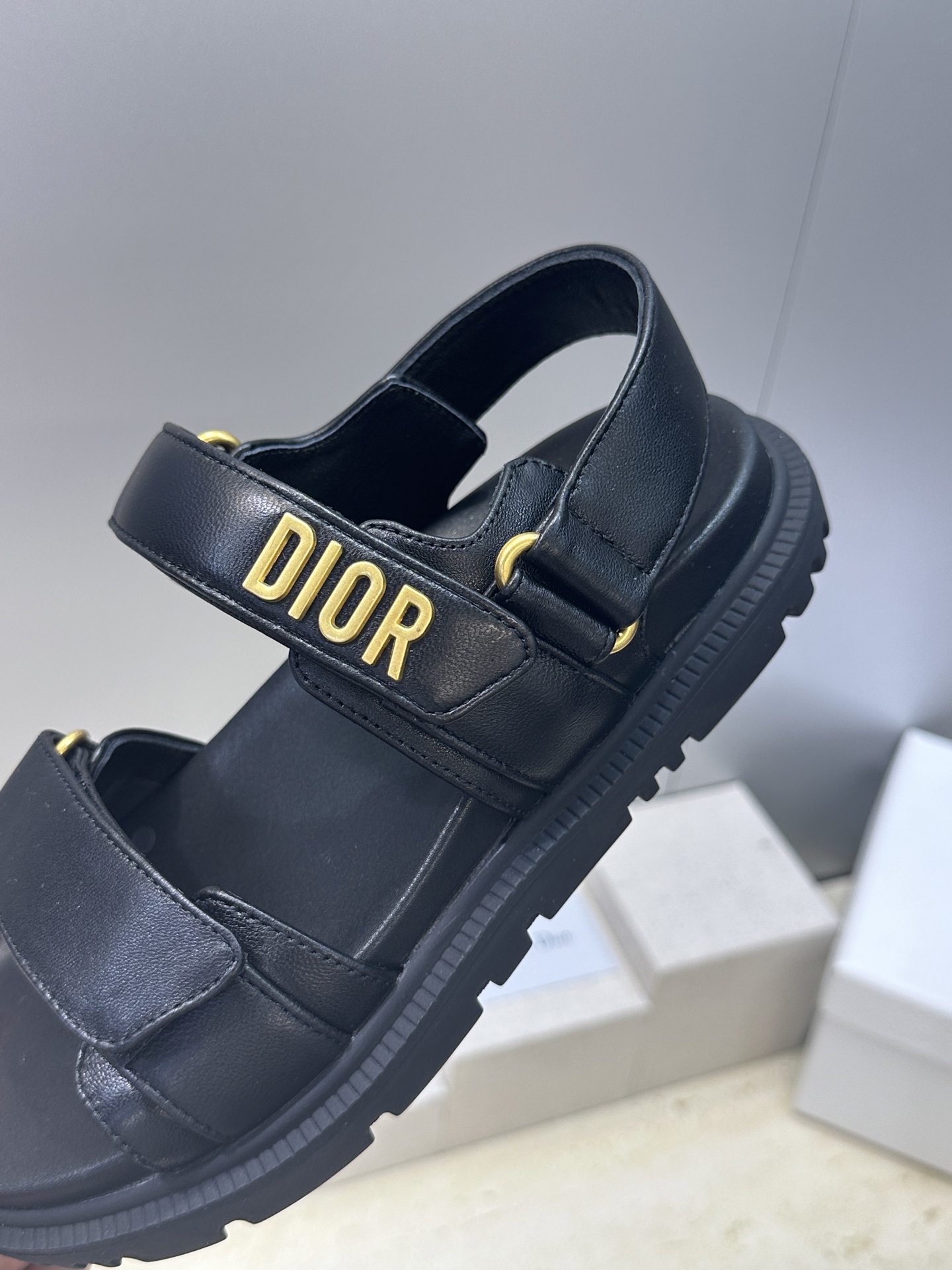 顶级版 迪奥 Dior 春夏经典款 Ract 魔术贴休闲女鞋 CD字母logo五金扣厚底圆头露趾沙滩凉鞋