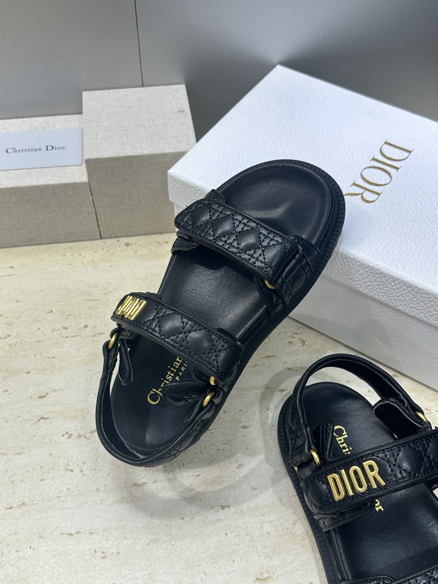 顶级版 迪奥 Dior 春夏经典款 Ract 魔术贴菱格电绣休闲女鞋 CD字母logo五金扣厚底圆头露趾