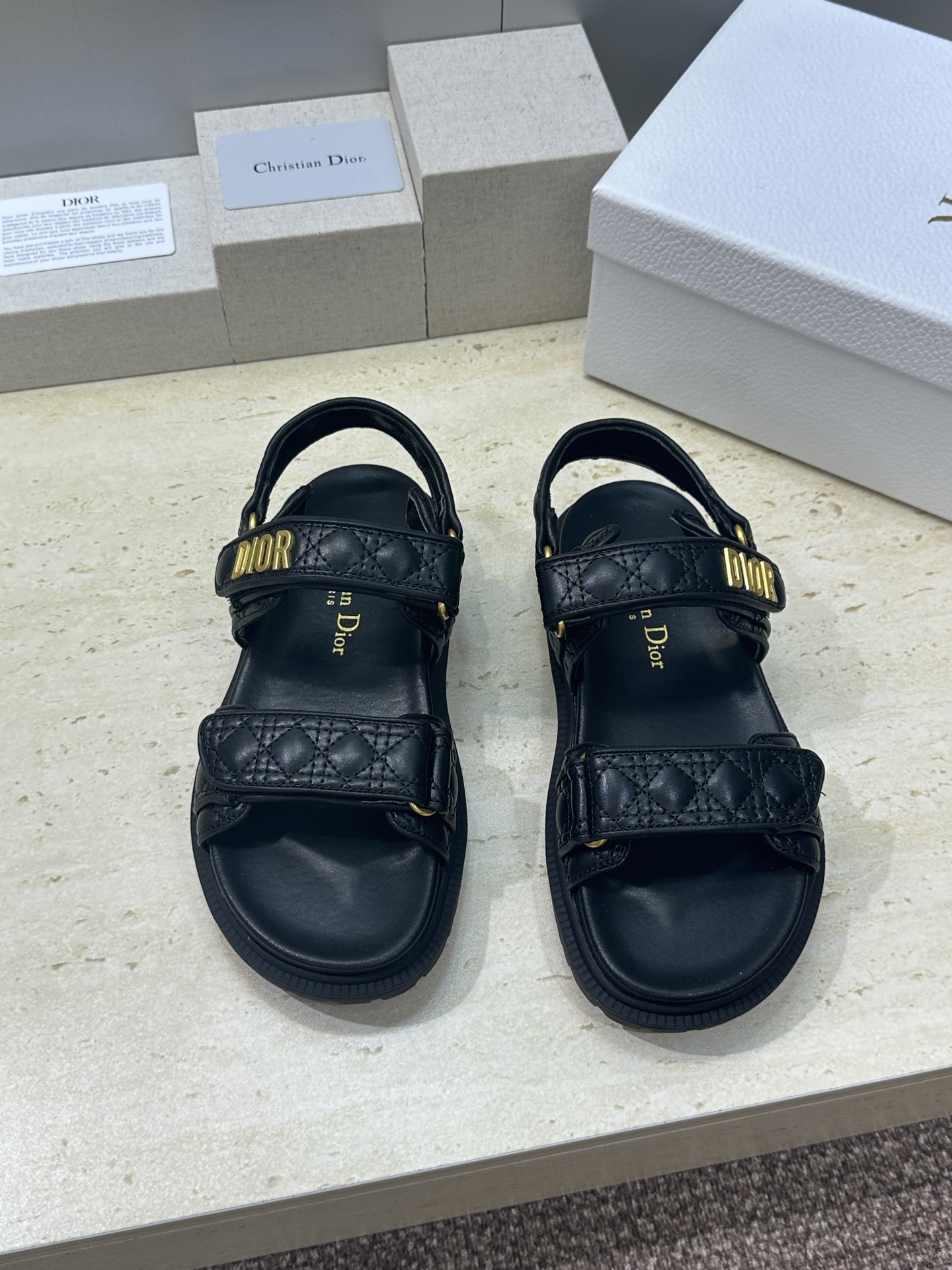 顶级版 迪奥 Dior 春夏经典款 Ract 魔术贴菱格电绣休闲女鞋 CD字母logo五金扣厚底圆头露趾