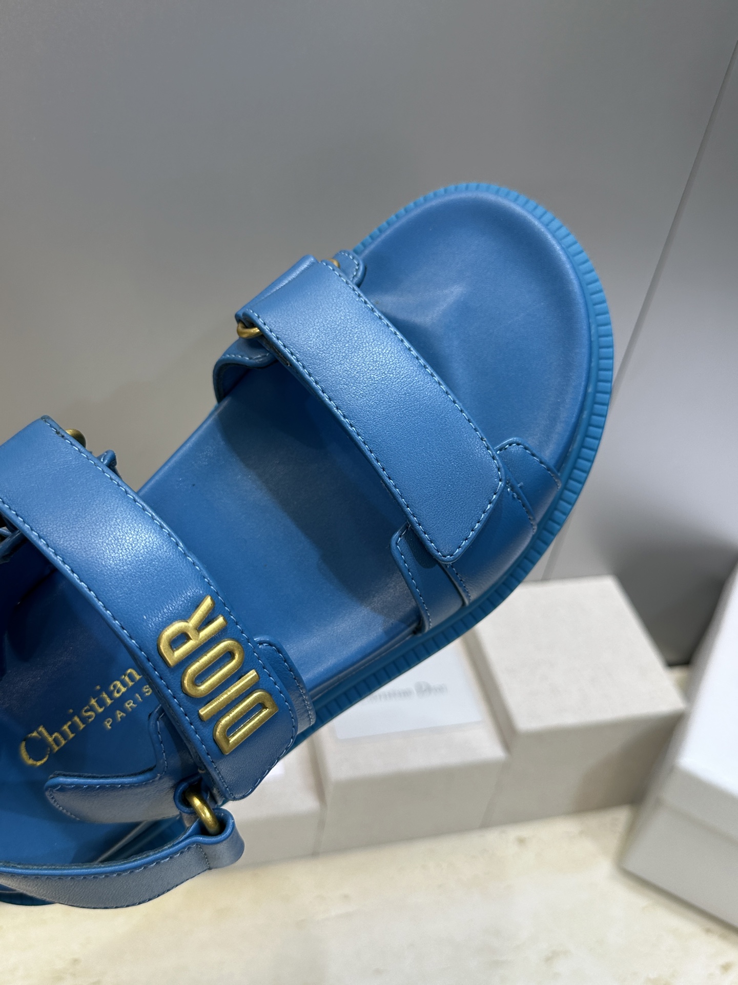顶级版 迪奥 Dior 春夏经典款 Ract 魔术贴休闲女鞋 CD字母logo五金扣厚底圆头露趾沙滩凉鞋