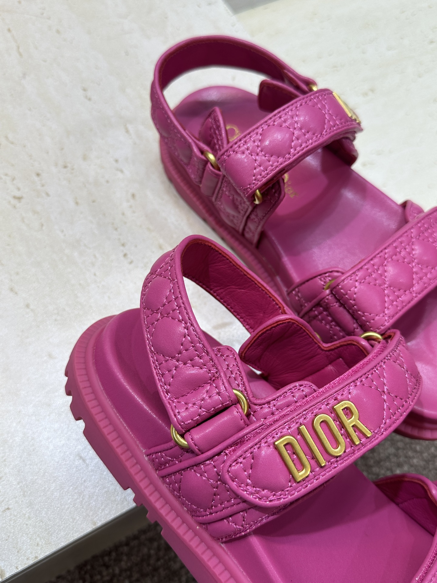 顶级版 迪奥 Dior 春夏经典款 Ract 魔术贴菱格电绣休闲女鞋 CD字母logo五金扣厚底圆头露趾