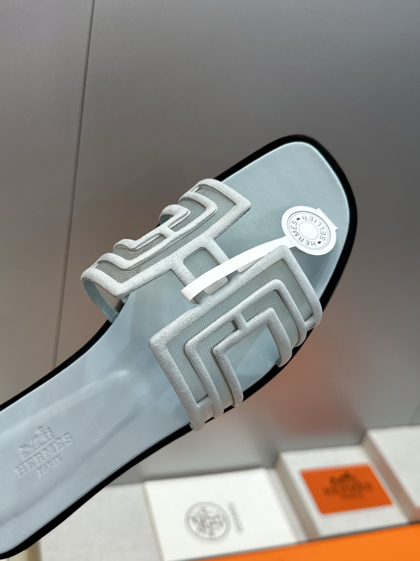 （配全套飞机盒）莞货 代购级 爱马仕 Hermes 2026春夏新色经典款 Oran平底方头拼色工字拖女